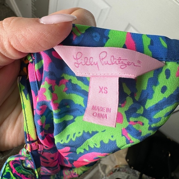 LILLY PULITZER 100% Silk Dusk Racerback Tank Neon Floral Print‎ Size XS - Picture 5 of 7